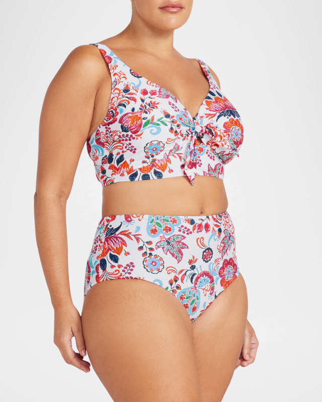 Loquacious Mondrian Reversible High-Waist Bikini Bottoms